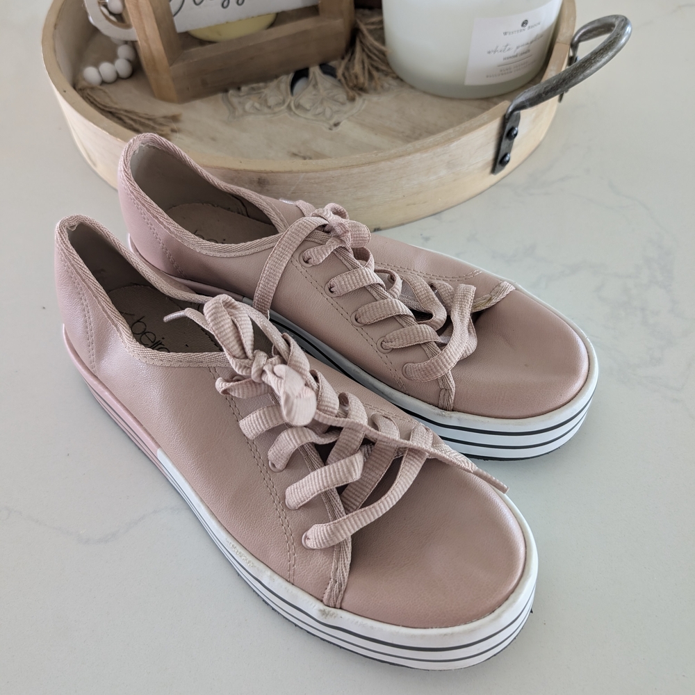 Beira Rio Pink Satin Double Platform Shoes Size 9 - Picture 2 of 9